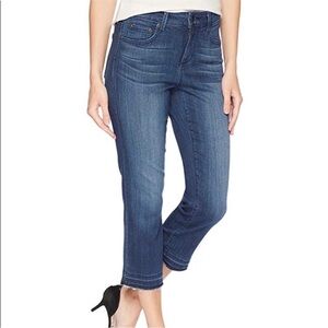 NWT NYDJ Capri Slim dark wash jeans with Released raw Hem Womens 0 sculpting